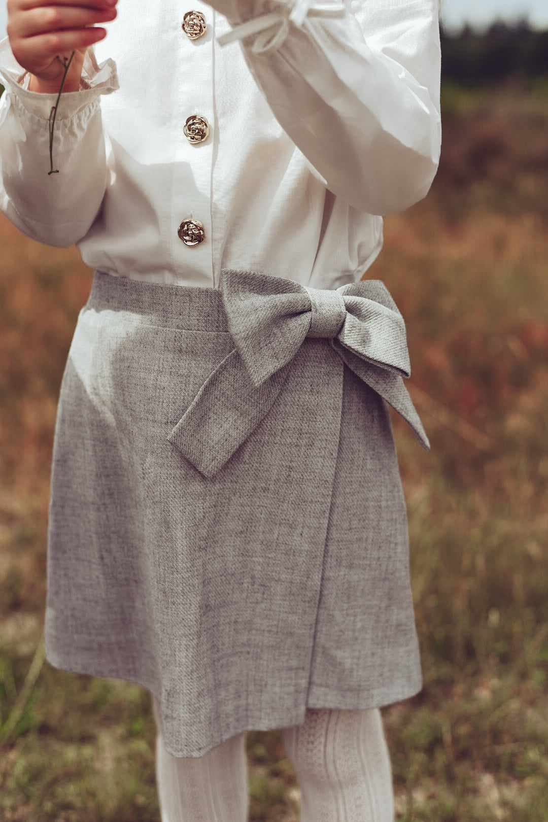 LRDM PETITS GREY BOW WRAP SKIRT