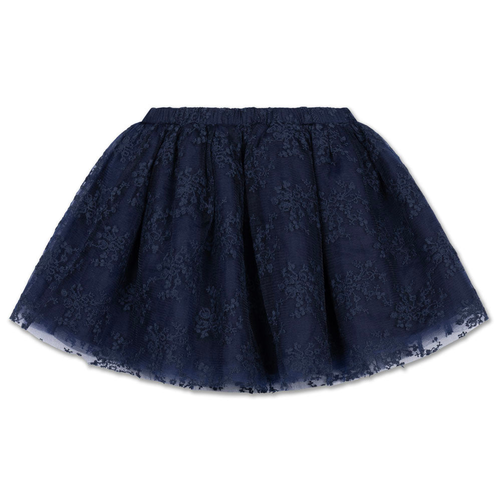 LRDM PETITS NAVY FLORAL LACE WAISTED SKIRT