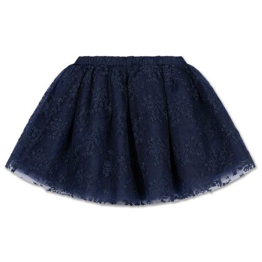 LRDM PETITS NAVY FLORAL LACE WAISTED SKIRT