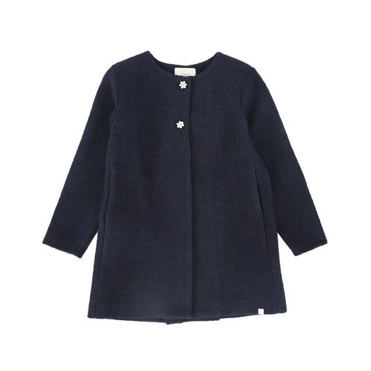 LRDM PETITS NAVY TWILL BUTTON COAT