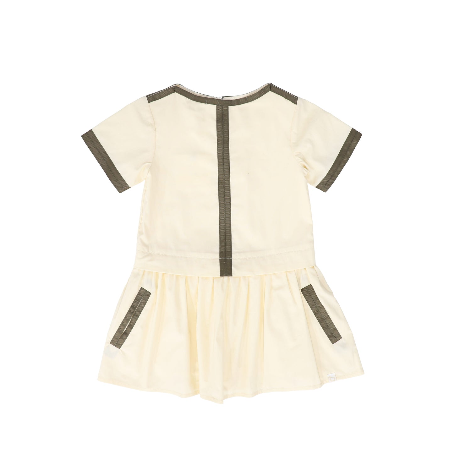 LRDM PETITS PEACH/BROWN RIBBON TRIM DRESS [FINAL SALE]