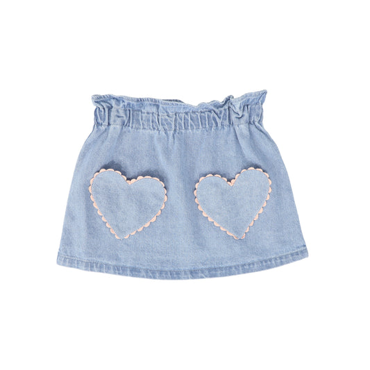 LOUIS LOUISE DENIM WASH HEART POCKET SKIRT