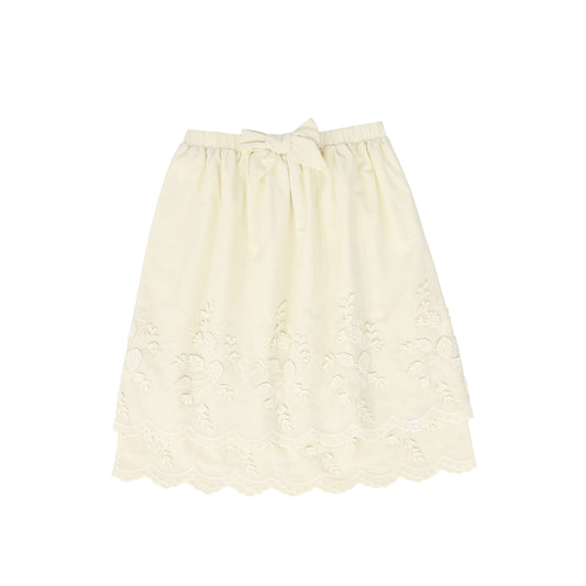 LRDM PETITS BEIGE FLOWER APPLIQUE SKIRT