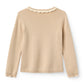 COPENHAGEN COLOR BEIGE/CREAM SCALLOP TRIM KNIT SWEATER
