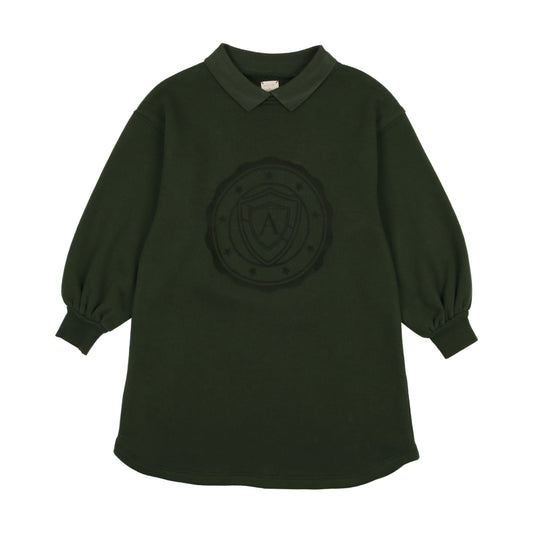 LIL LEGS GREEN LOGO SWEATSHIRT DRESS [FINAL SALE]