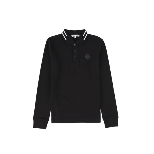 3 BUTTONS BLACK/WHITE TRIM COLLAR POLO