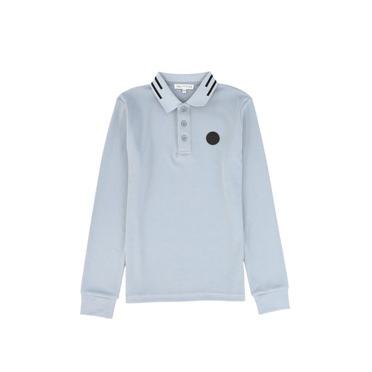 3 BUTTONS SLATE BLUE TRIM COLLAR POLO