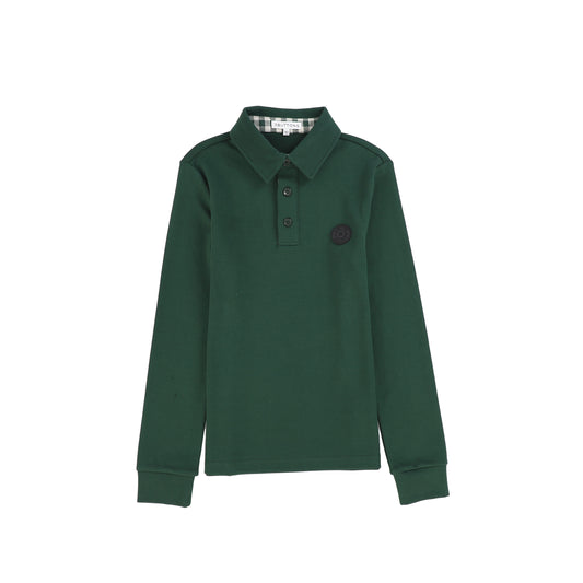 3 BUTTONS DARK GREEN LOGO PATCH POLO