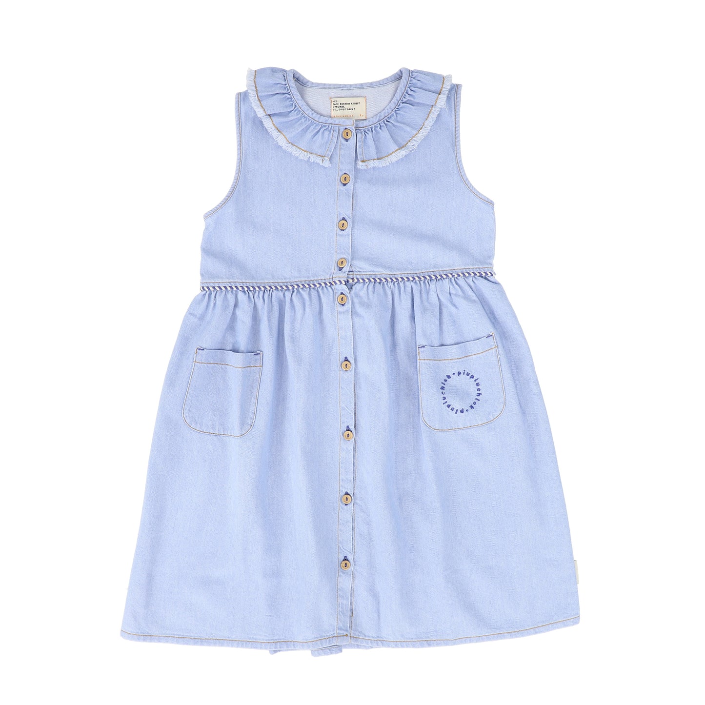 PIUPIUCHICK LIGHT BLUE DENIM BUTTON MIDI DRESS