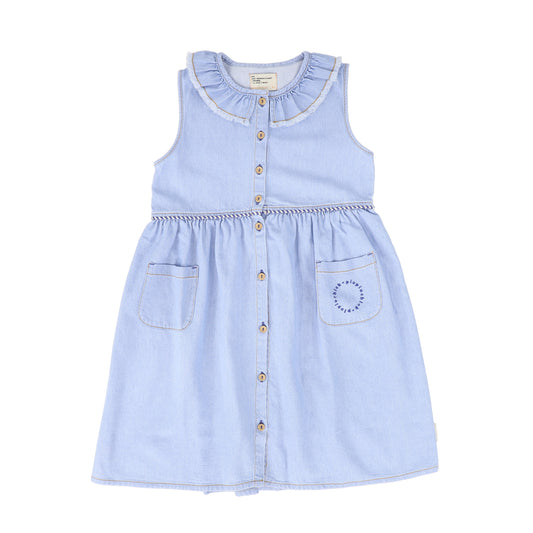 PIUPIUCHICK LIGHT BLUE DENIM BUTTON MIDI DRESS