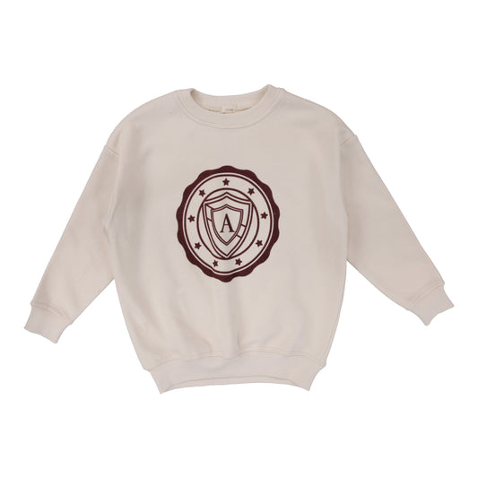 LIL LEGS CREAM/BURGUNDY LOGO SWEATSHIRT [FINAL SALE]