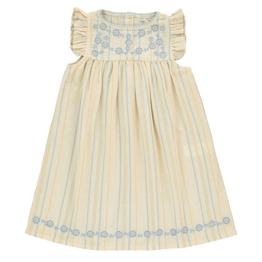 BEBE ORGANIC PASTEL STRIPED RUFFLE TRIM JUMPER