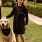 LITTLE PARNI BLACK LOGO WAISTED DRESS
