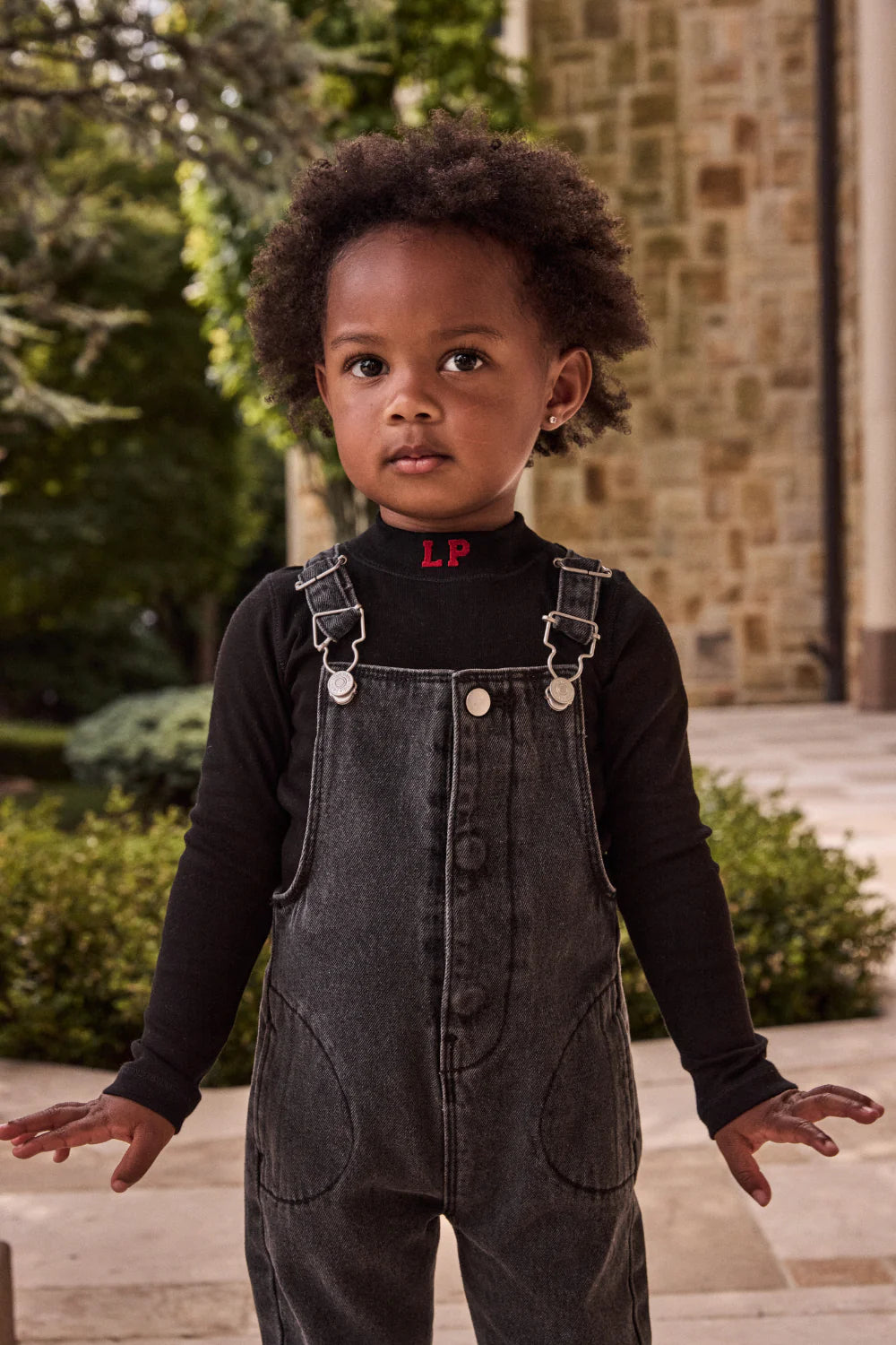 LITTLE PARNI BLACK DENIM OVERALLS