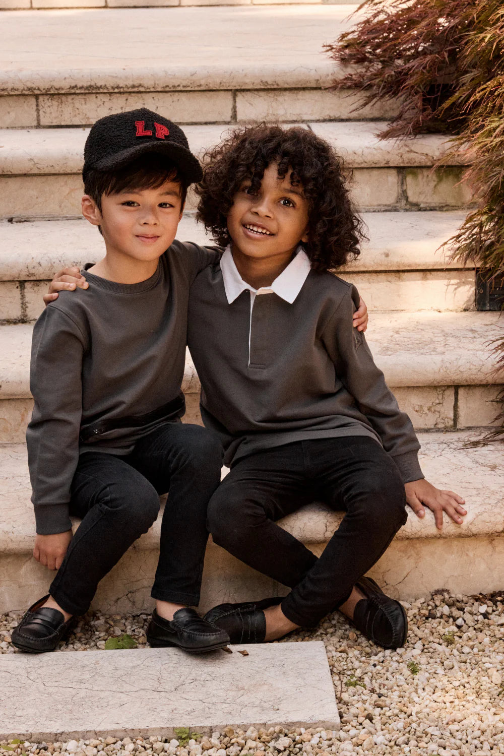 LITTLE PARNI GREY LOGO POLO