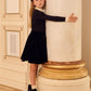 LITTLE PARNI BLACK VELOUR PLEATED SKIRT
