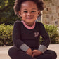 LITTLE PARNI BLACK VARSITY FOOTIE + BEANIE