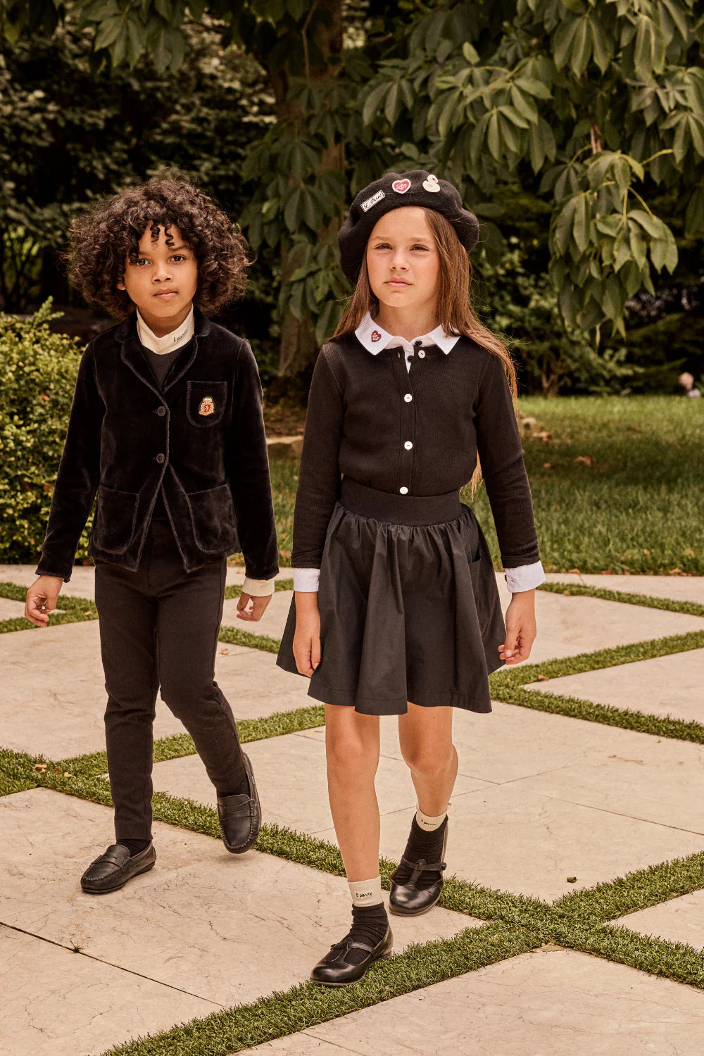 LITTLE PARNI BLACK TAFFETA SKIRT