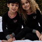 LITTLE PARNI BLACK VARSITY PAJAMA SET