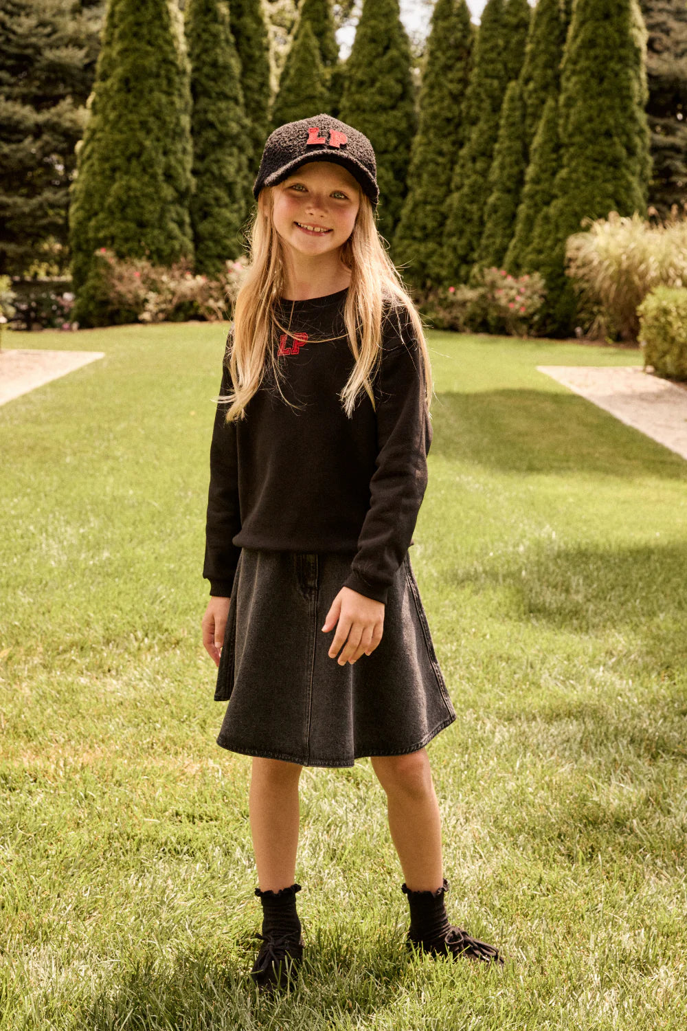 LITTLE PARNI BLACK DENIM SKIRT