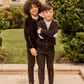 LITTLE PARNI BLACK ELBOW PATCH CARDIGAN