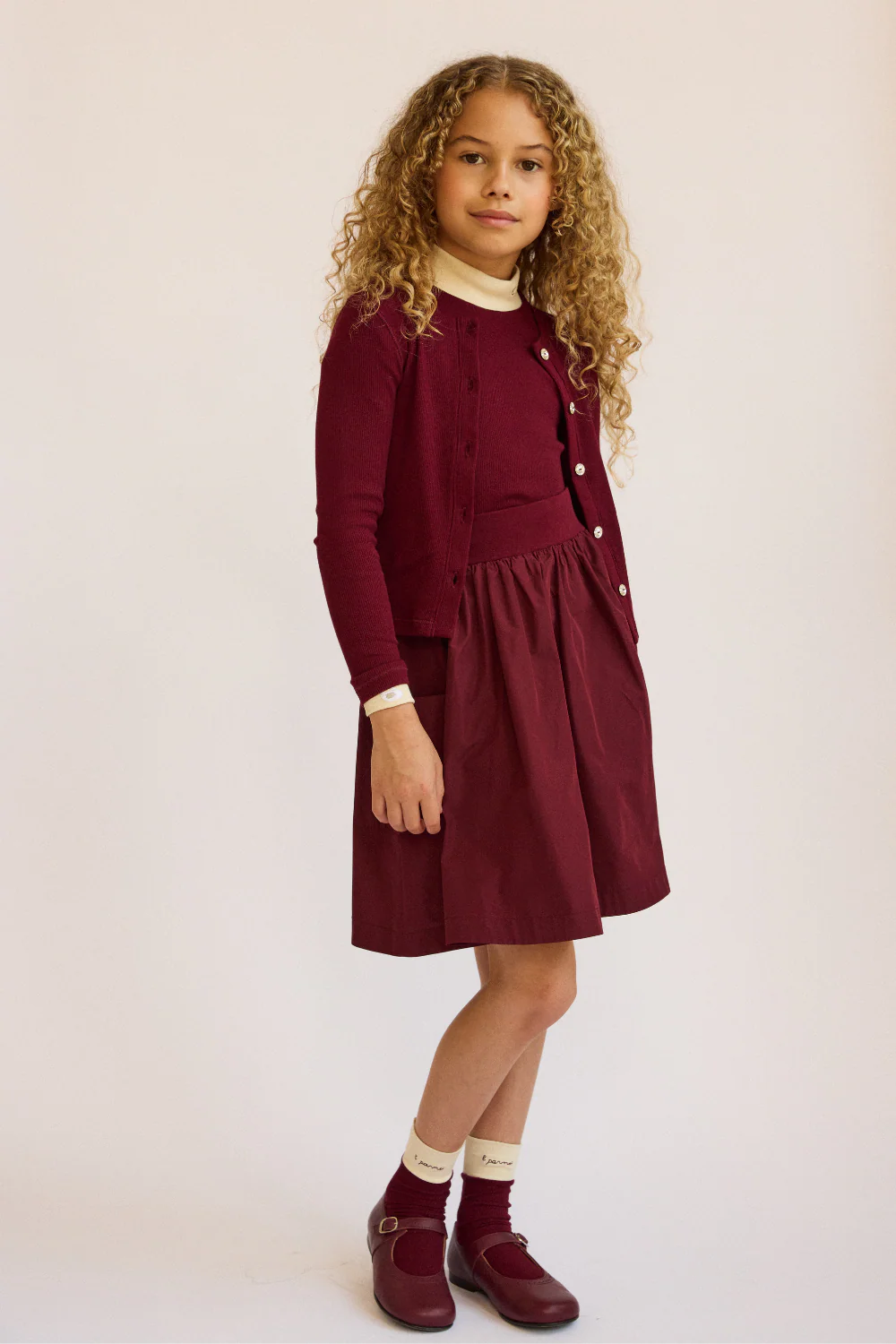 LITTLE PARNI BURGUNDY LOGO TURTLENECK