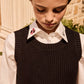 LITTLE PARNI WHITE LOGO COLLAR BLOUSE
