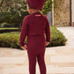 LITTLE PARNI BURGUNDY RHINESTONE TRIM FOOTIE + BONNET