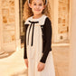 LITTLE PARNI IVORY TAFFETA BOW JUMPER
