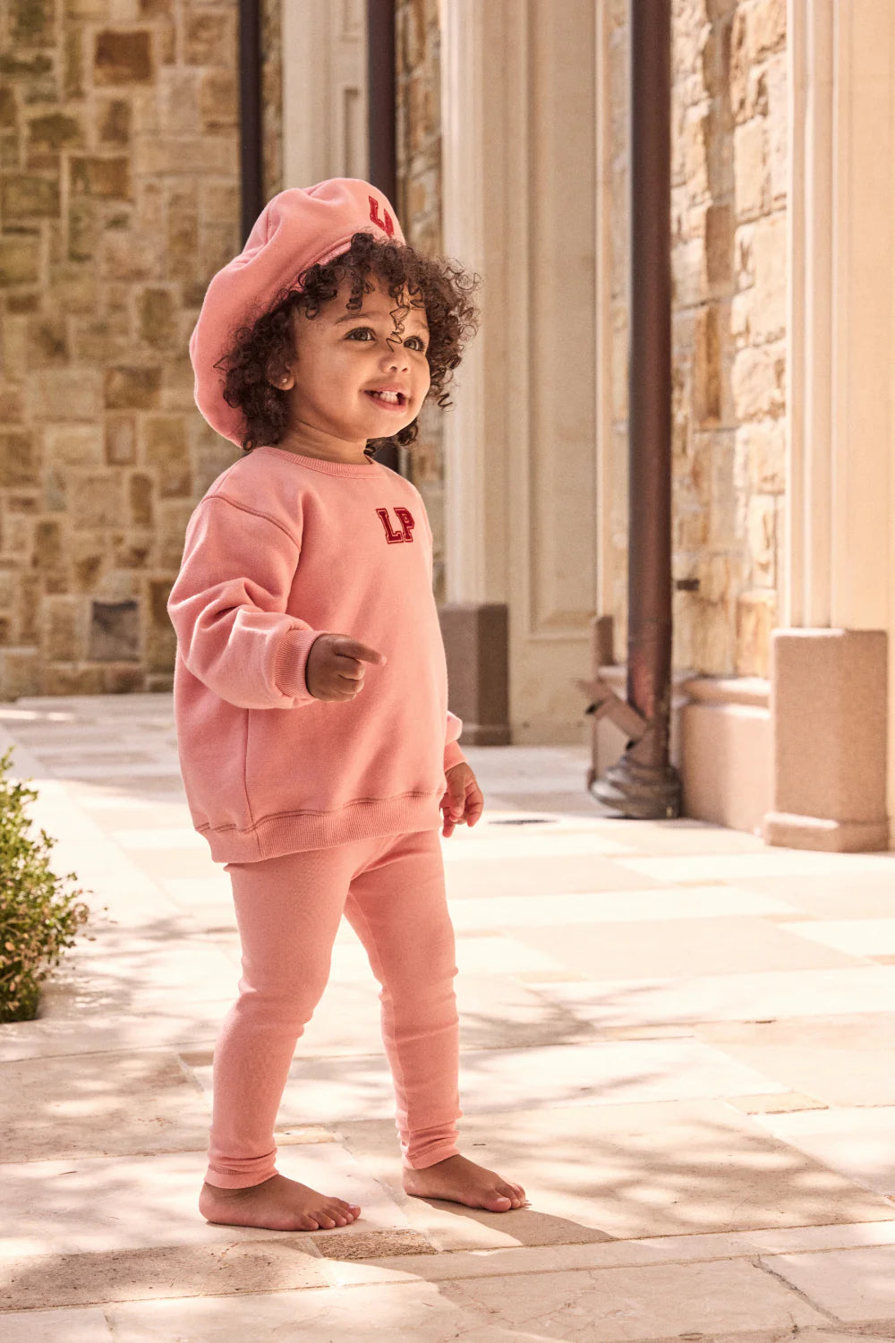 LITTLE PARNI PINK LOGO SWEATSHIRT SET