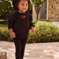 LITTLE PARNI BLACK LOGO SWEATSHIRT SET