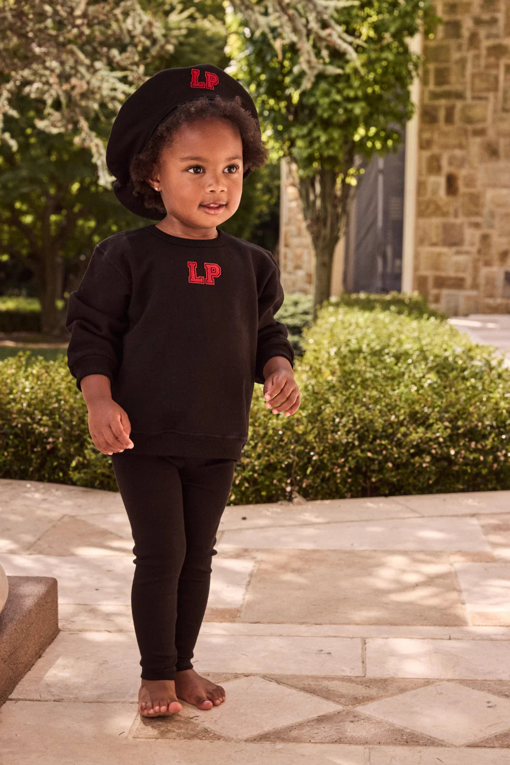 LITTLE PARNI BLACK LOGO SWEATSHIRT SET