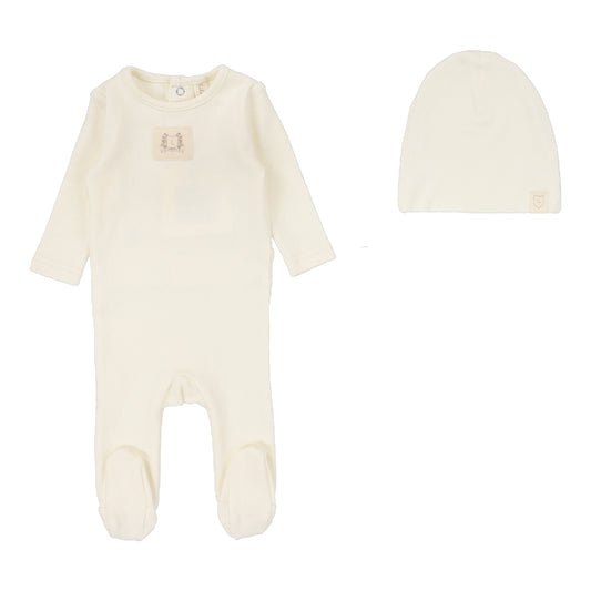 LILETTE CREAM POINTELLE EMBLEM FOOTIE SET