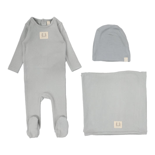 LILETTE LIGHT BLUE POINTELLE EMBLEM LAYETTE SET