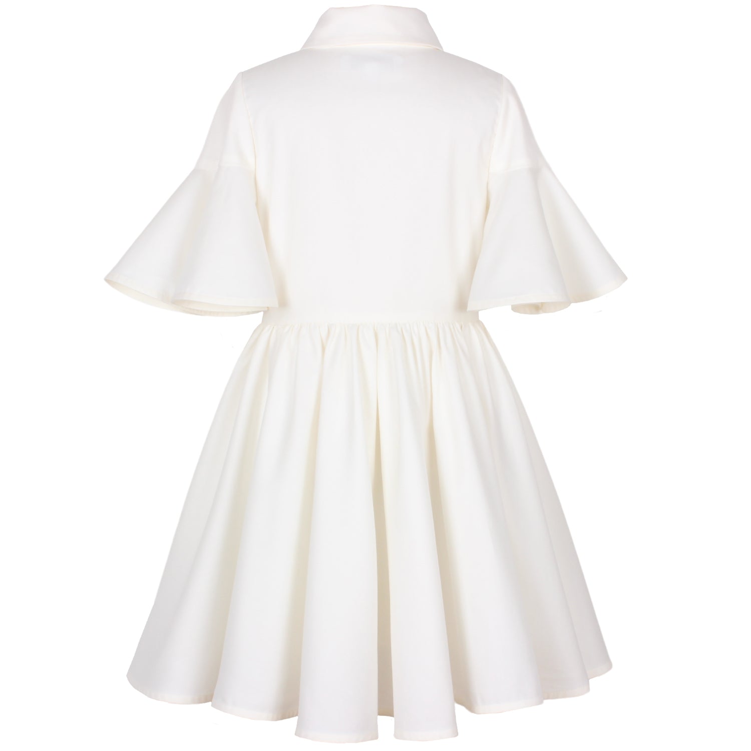JESSE AND JAMES WHITE EMBROIDERED FLUTTER SLEEVE DRESS [FINAL SALE] –  Luibelle
