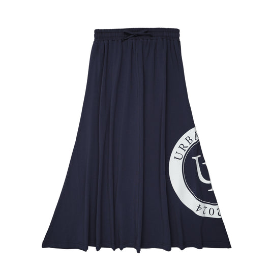 URBAN EDGE NAVY LOGO MIDI SKIRT