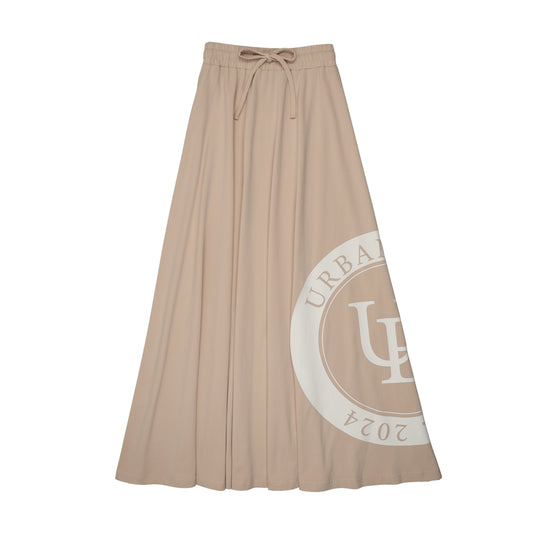 URBAN EDGE TAN LOGO MIDI SKIRT