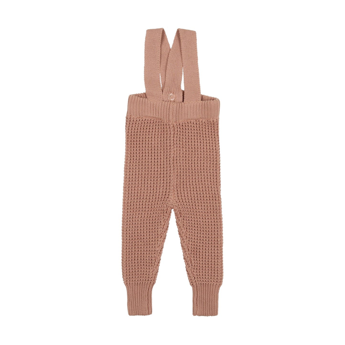 ANALOGIE DUSTY PINK WAFFLE KNIT LONG OVERALLS