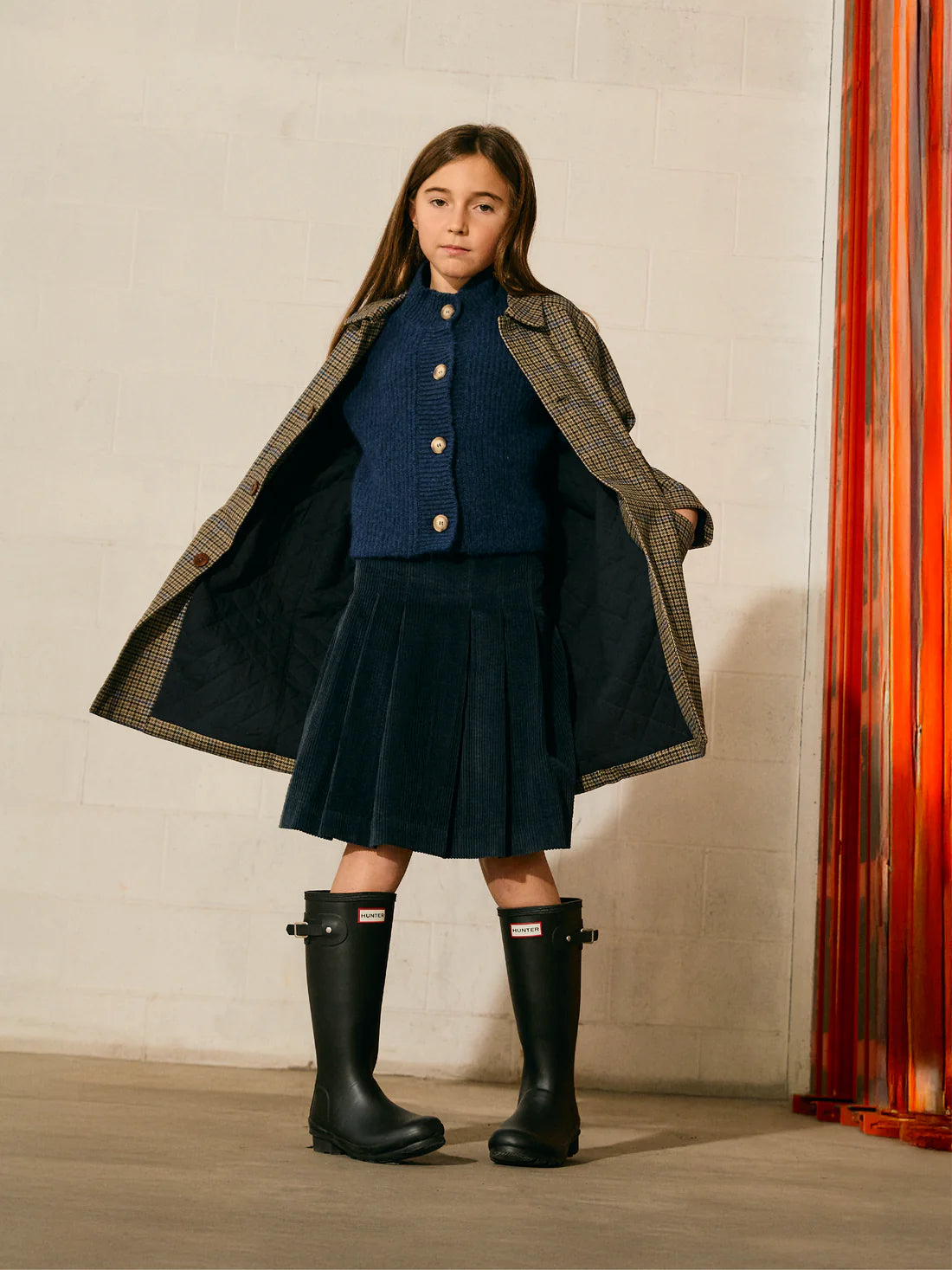 TANGERINE BLUE CORDUROY PLEAT SKIRT