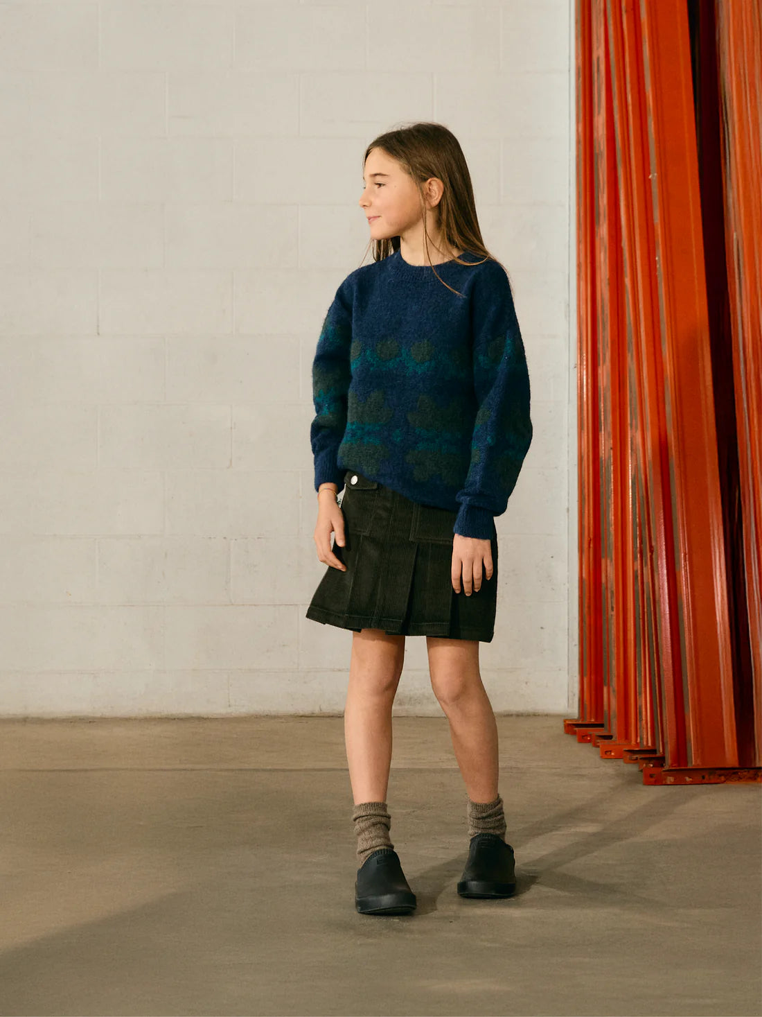 TANGERINE OLIVE GREEN CORDUROY PLEAT SKIRT