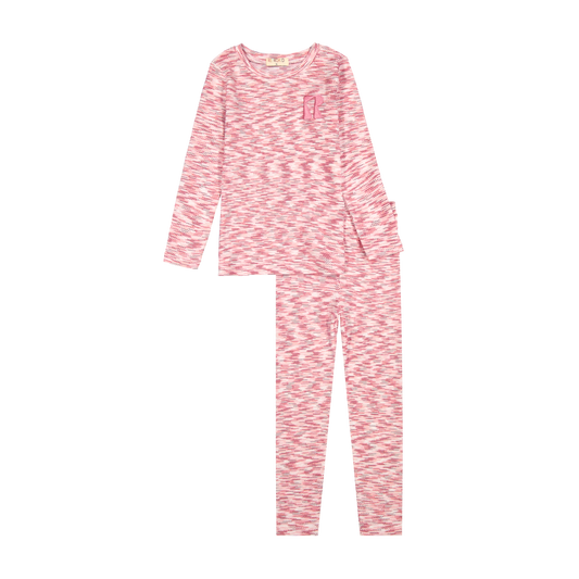 RETRO KID HEATHER PINK LOGO PAJAMA SET
