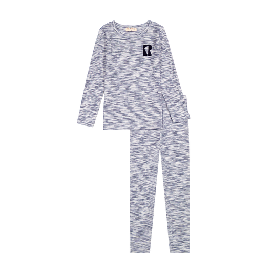 RETRO KID HEATHER BLUE LOGO PAJAMA SET