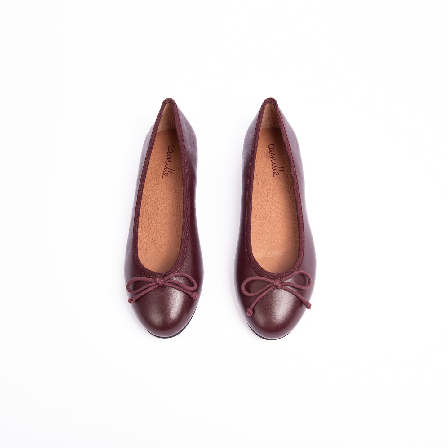 CAMILLE KIDS BURGUNDY LEATHER BALLET FLAT