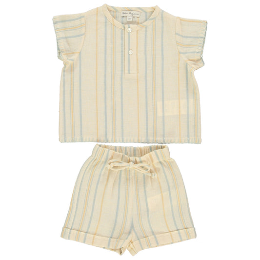 BEBE ORGANIC PASTEL STRIPED SHIRT SET