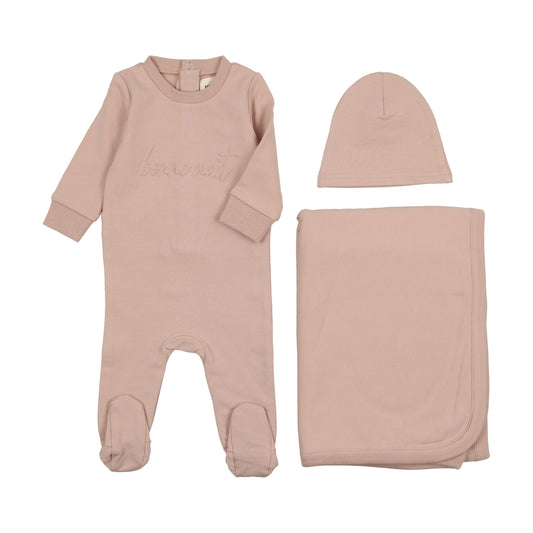 MEMA KNITS PINK SWEATSHIRT LOGO 3 PIECE SET