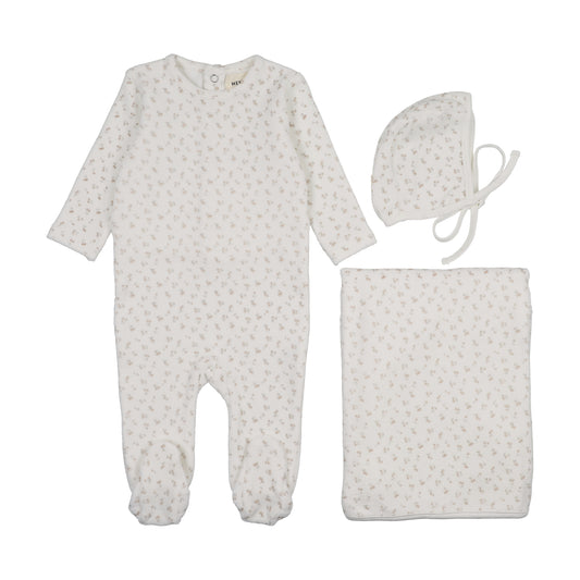 MEMA KNITS PINK VELOUR CHERRY PRINT SET