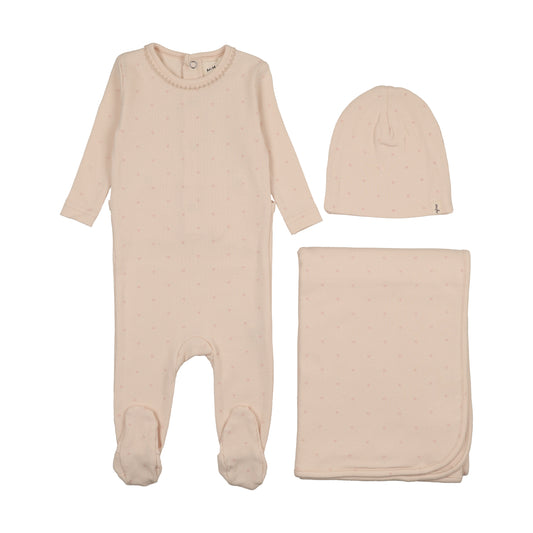 MEMA KNITS LIGHT PINK HEART PRINT SET