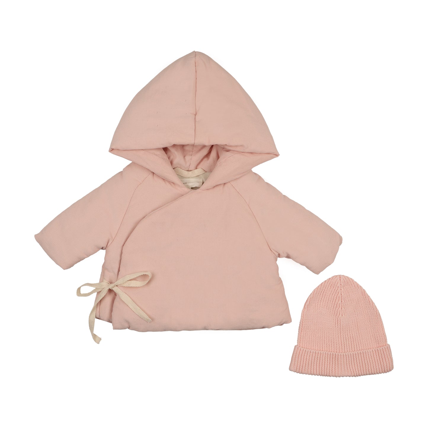 MEMA KNITS PALE PINK CORDUROY JACKET + BEANIE