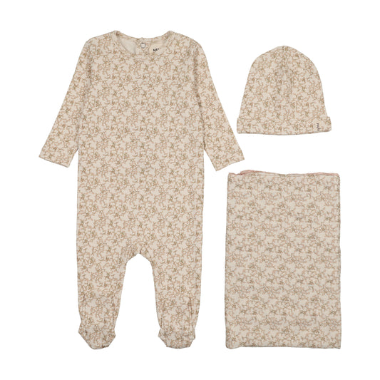 MEMA KNITS PINK LEAF PRINT SET