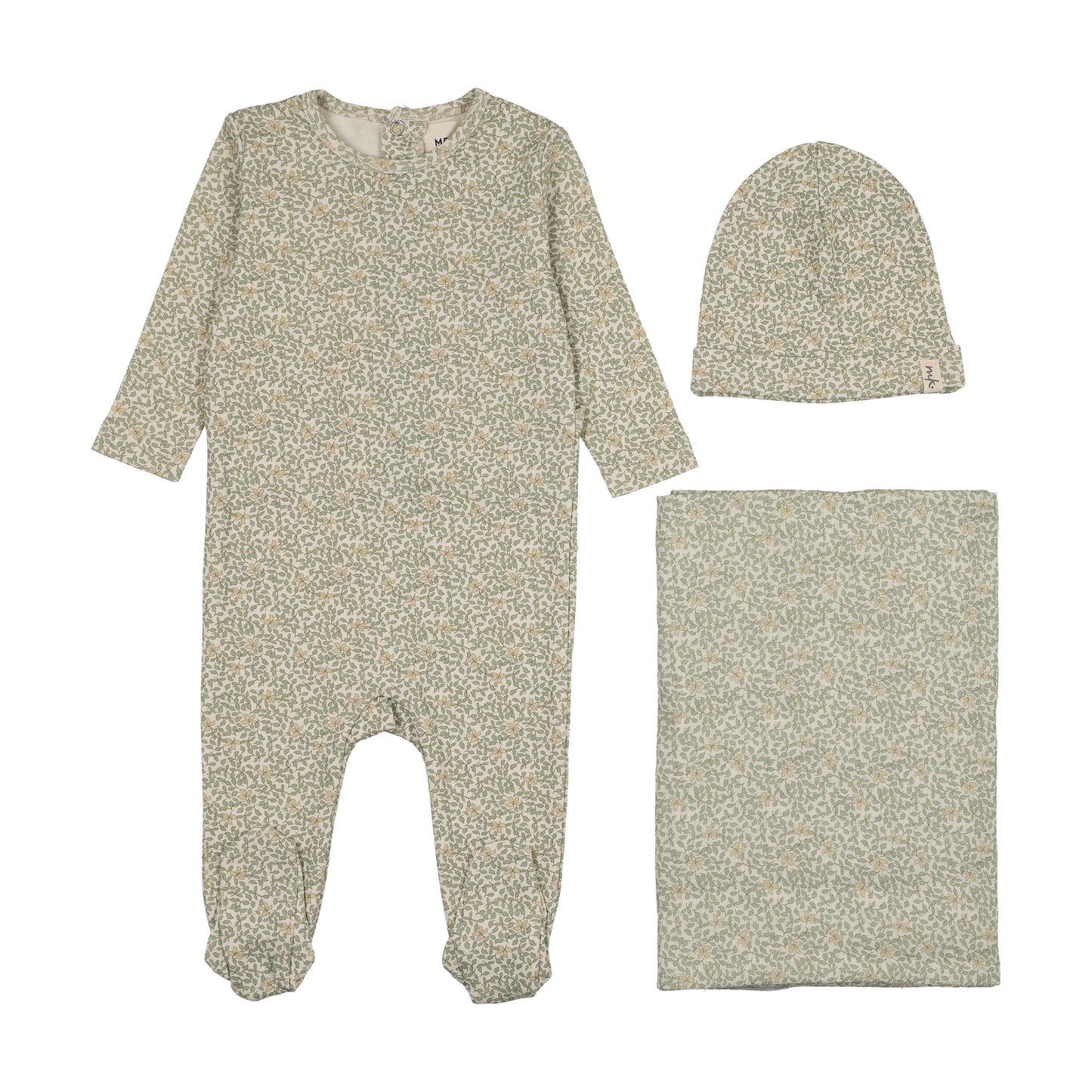 MEMA KNITS GREEN LEAF PRINT SET